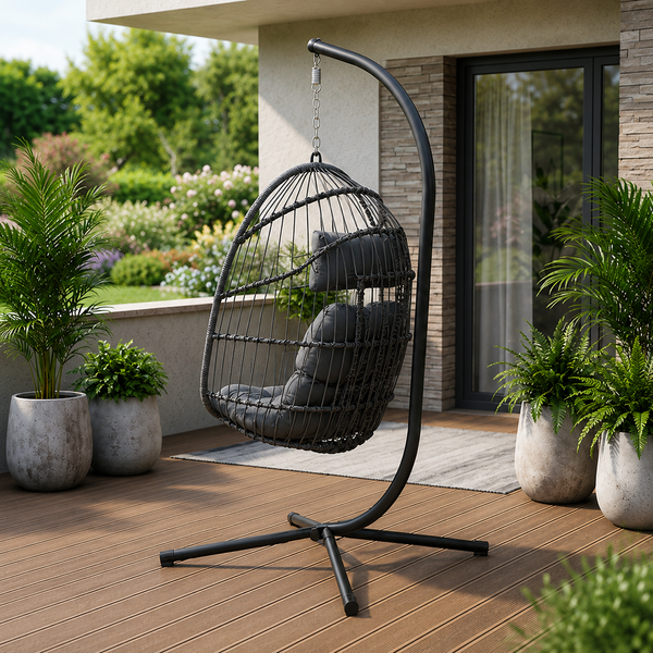 Підвісне крісло-кокон LEOBRO Dark Grey LB-1058 фото