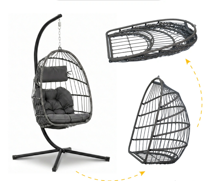 Підвісне крісло-кокон LEOBRO Dark Grey LB-1058 фото