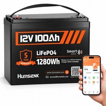 LiFePO4 12V 100Ah Humsienk з Smart BMS 100A, 1280Wh із Bluetooth для ДБЖ AK-HU-12100B фото