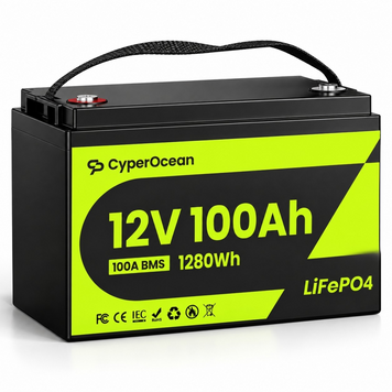 Акумулятор CyperOcean LiFePO4 12V 100Ah 1280Wh з BMS AK-CY-12100 фото